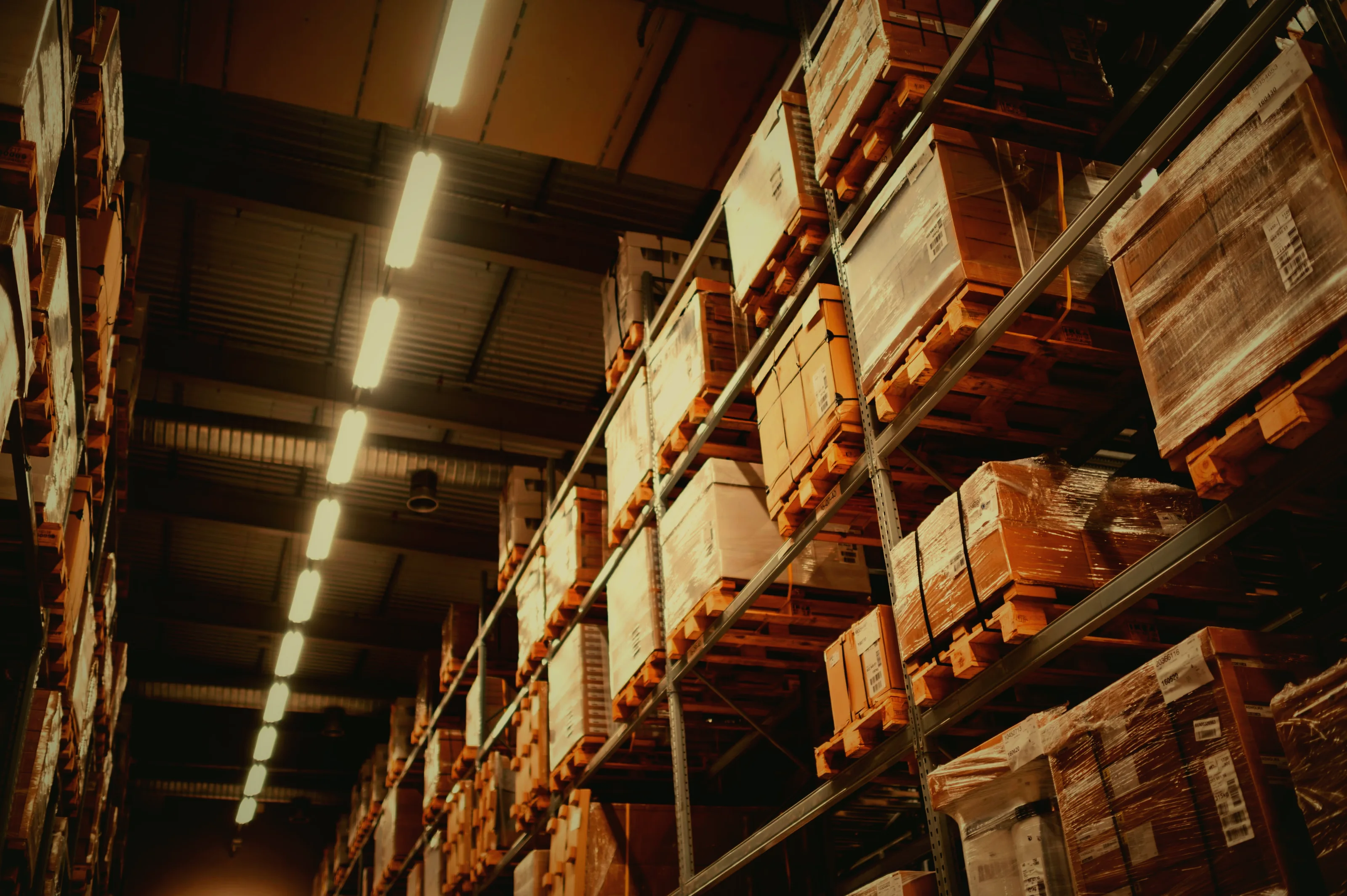 Racking and palletised stock in a New Zealand distribution warehouse